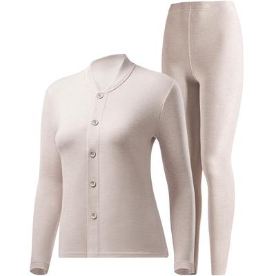 梦特娇羊绒蚕丝开衫保暖套装女