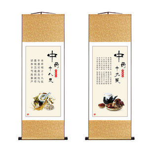 中药本草名言十八反十九畏挂轴中医养生文化药材药店药铺装饰字画