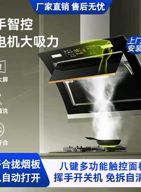 真美油烟机厨房家用大吸力双电机抽油烟机侧吸自清洗壁挂式弧形