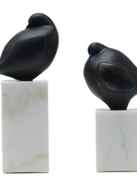 现代新中式黑色鸟装饰摆件高级感小众客厅电视柜玄关酒柜高端摆设