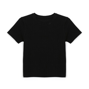 DOROTHY丨修身短款白色正肩T恤女短袖黑色显瘦小个子纯色打底上衣