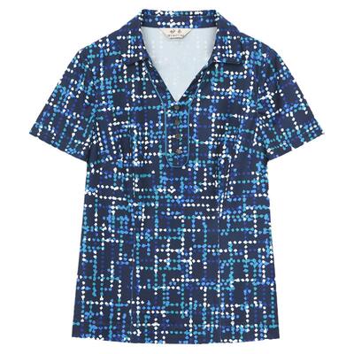 妙采短袖V领几何印花T恤