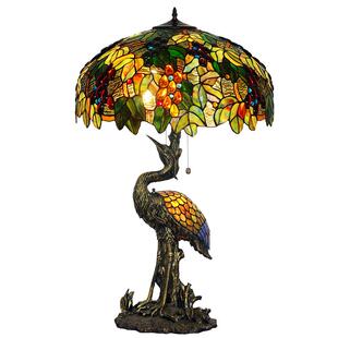 【仙鹤】20寸帝凡尼彩玻祝寿乔迁贺礼美式大气客厅艺术复古典台灯