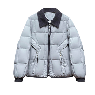 粉紫色短款羽绒服小仙女新款2025冬季新款时尚百搭白鸭绒撞色外套