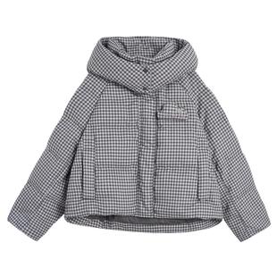 紫涵短款立领连帽羽绒服女2025冬季新款韩系简约通勤宽松鸭绒外套