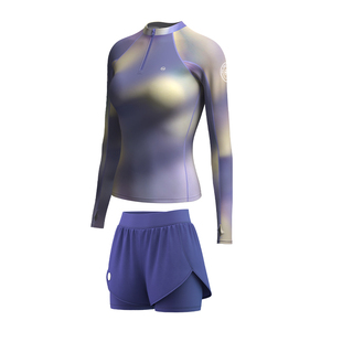 TOSWIM分体泳衣26新款温泉海边度假防晒长袖短裤套装女士大码微胖