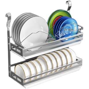 纽纹挂件厨房置物架不锈钢壁挂式免打孔沥水放碗架刀架锅架收纳架