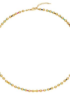 SCHAWLOW肖洛金珠拼接项链彩色宝石串珠高级气质颈链女锁骨链