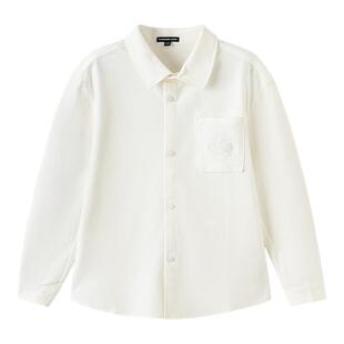 巴拉巴拉童装儿童长袖衬衫男童春装中大童上衣绣花精致纯色百搭