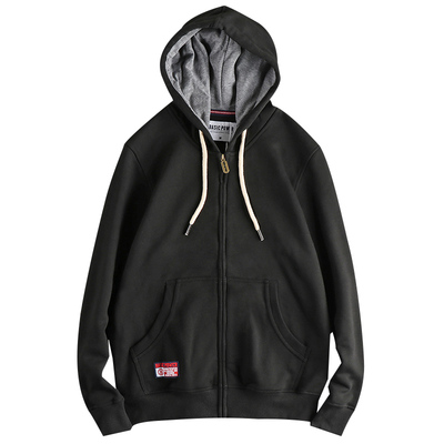 美式复古休闲加绒开衫卫衣