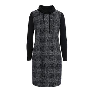 乔万尼商场秋冬专柜同款高领设计保暖舒适针织拼接复古优雅连衣裙