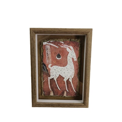 敦煌泥板画九色鹿墙皮画家居装饰