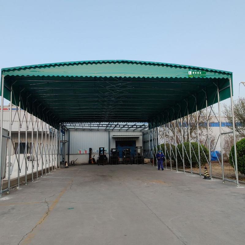 厂家定制手动推拉伸缩雨棚红摆摊集市网大排档遮阳夜市帐蓬四角