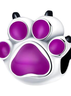 一件代发铜镀925银 幻彩变色萌爪串珠猫爪 DIY饰品配件手链热卖