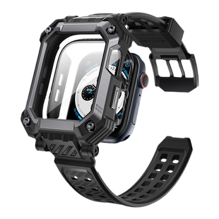 SUPCASE 适用苹果apple watch SE3手表带保护壳一体钢化膜series柔软iwatch s7/8/9代腕带卡扣44mm防水汗运动
