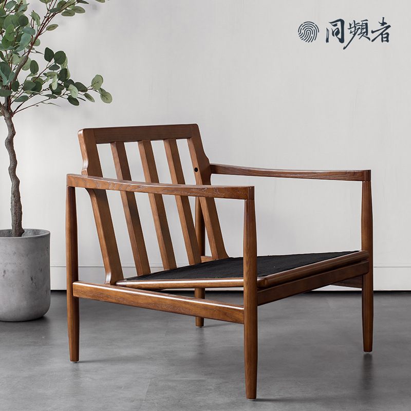 同频者北欧实木休闲沙发椅真皮羽绒白蜡打磨现货单人木通体躺椅