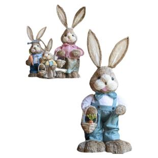 JK慕空间客厅大型落地摆件轻奢手工草编兔子婚礼花园影楼创意装饰