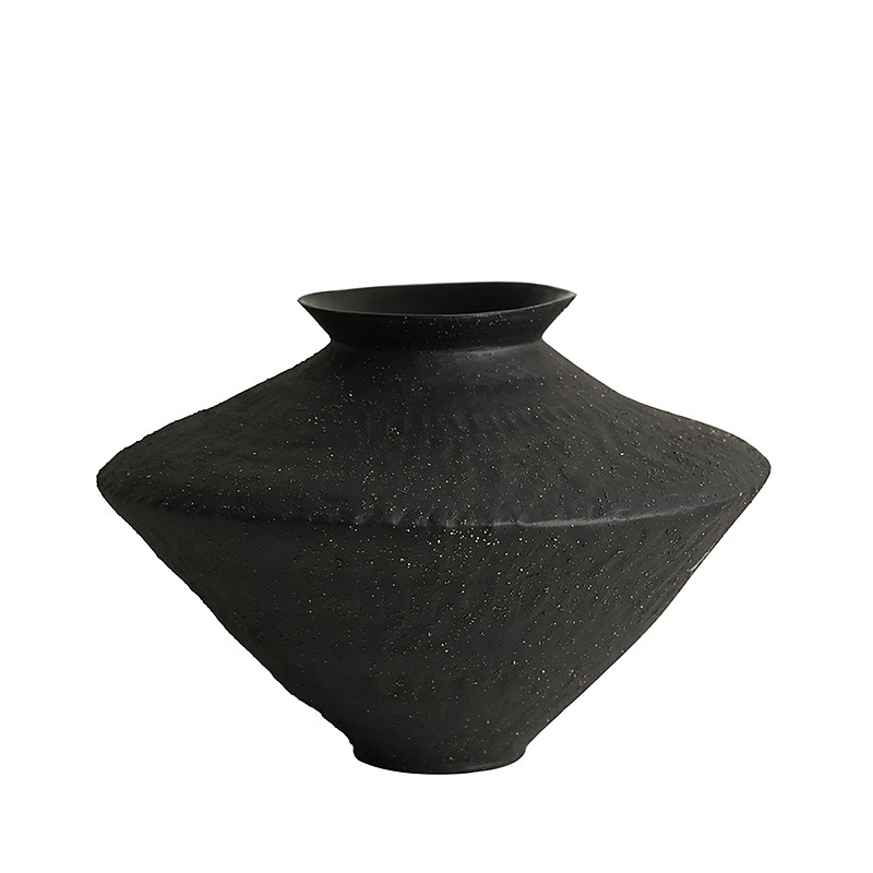 侘寂风陶瓷景德镇茶室黑陶装饰品
