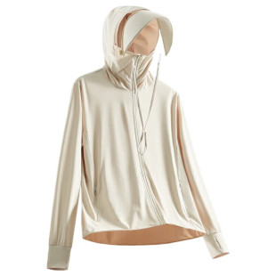 simboo夏UPF50+防晒衣女可拆卸帽檐冰丝运动外套防紫外线钓鱼服男