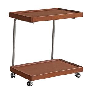 源氏木语x维莎实木边几可移动小推车中古风床头桌复古边桌C型角几