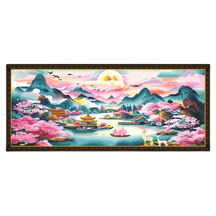 桃园仙境2026新款手工刺绣十字绣线绣高端简单大气高级感客厅风景