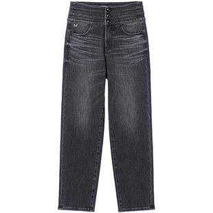 【保暖含羊绒】Miss Sixty冬季牛仔裤女三环高腰复古八分直筒裤