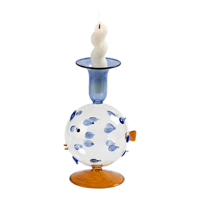 英国wvii创意玻璃河豚烛台底座