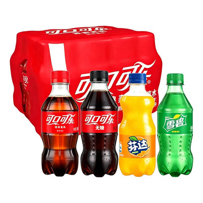 雪碧可口可乐芬达300ml*48瓶汽水碳酸饮料迷你瓶无糖瓶装整箱饮品