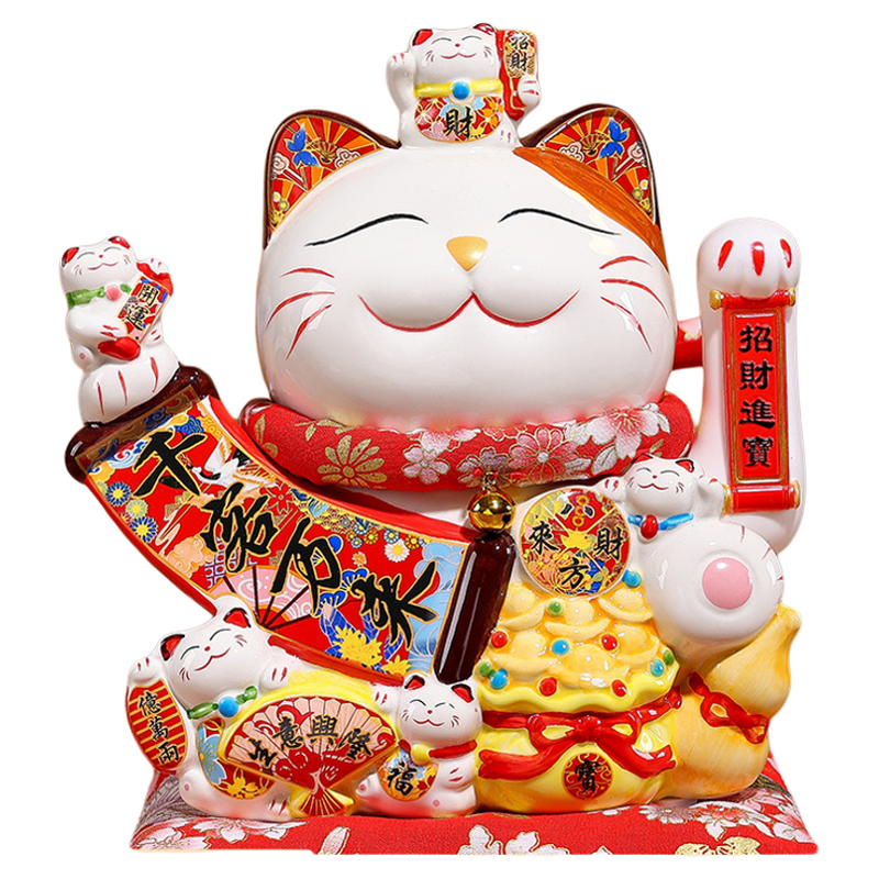 招财猫大号陶瓷摇手摆件储蓄罐