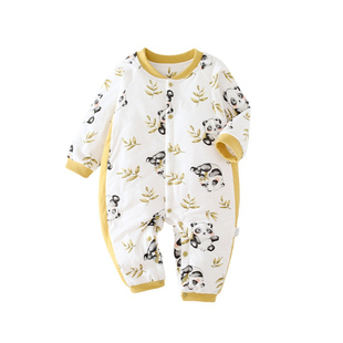 婴儿连体衣纯棉a类80克夹棉秋冬宝宝衣服保暖哈衣爬服新生儿衣服