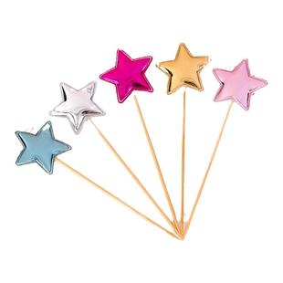 pu五角星烘焙生日快乐蛋糕装饰插牌摆件牙签网红亮面星星甜品插件