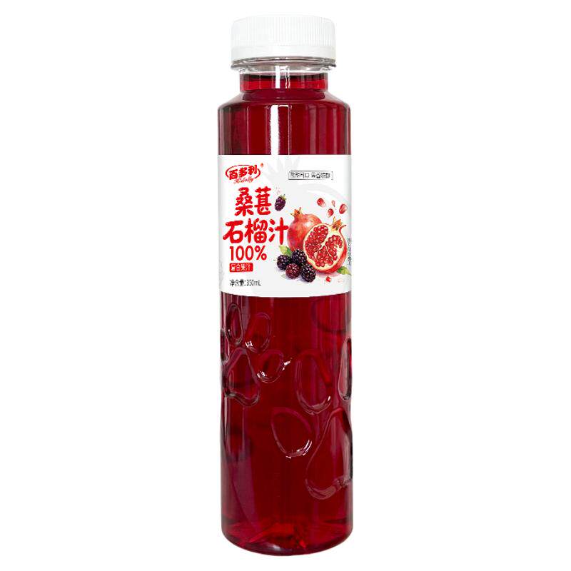 100%桑葚石榴汁350ml*12瓶无菌灌装云南软籽石榴四川桑葚果汁饮料