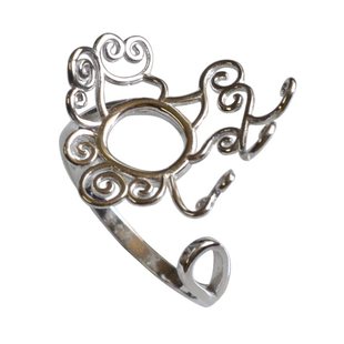 燕子家925银随型不规则水晶琥珀绿松石原石珠子海飘籽料戒托空托