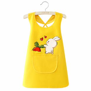 幼儿园定制儿童画画衣套头背带交叉背带围裙防水防脏宝宝罩衣反穿