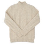 Basic House/百家好麻花高领羊绒衫女冬季高级感软糯羊毛打底毛衣