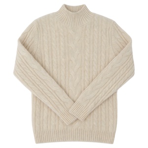 Basic House/百家好麻花高领羊绒衫女冬季高级感软糯羊毛打底毛衣