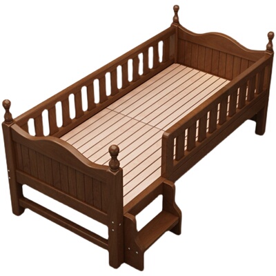 高度可调拼接床加宽床实木儿童床带护栏床边床加床婴儿小床拼大床