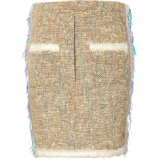 【折扣】pushBUTTON女士花色毛边装饰半身裙