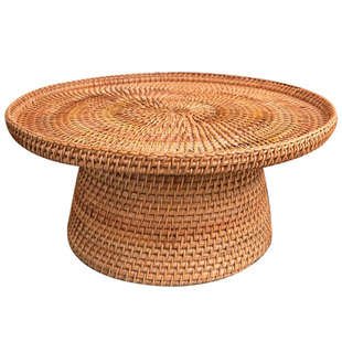 真藤编织高脚篮创意小果盘轻奢茶点托盘带支座老祖宗传承手艺篮子