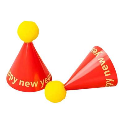 Happy New Year帽子新年蛋糕装饰摆件插件迷你毛球派对帽烘焙装扮