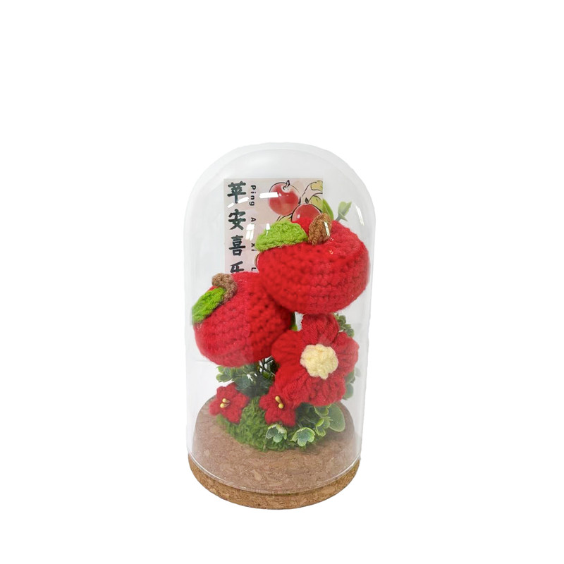 情人节见面小花送女朋友生日礼物永生花针织毛线玻璃罩毕业伴手礼