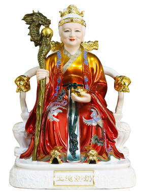 仿瓷土地婆神像一对家用树脂摆件