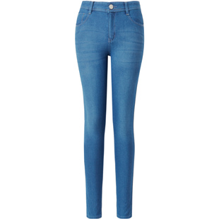 捷纯冰丝牛仔裤女2025年新款夏季薄款女士高腰弹力修身小脚铅笔裤