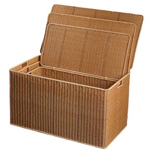 北欧特大号收纳箱塑料藤编防水翻盖储物整理箱被子衣物收纳神器