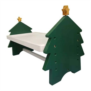 圣诞树实木宠物餐桌加高度可调护颈猫咪碗架中小型犬礼物松树碗架