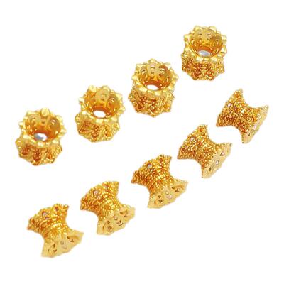 14K包金保色双面镂空花托隔珠diy