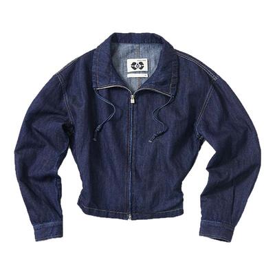 亚麻水洗牛仔收腰廓形外套