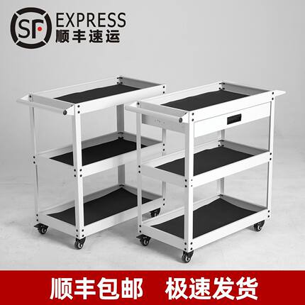 顺丰速运三层工业风移动置物架移动工具车带轮置物架收纳推车式
