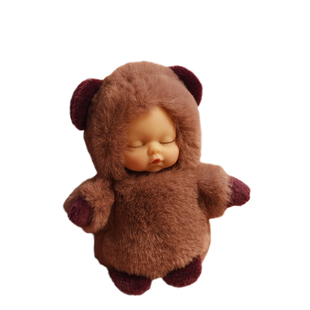 正版睡萌娃娃挂件长毛绒小熊兔子钥匙扣钥匙圈女生书包挂饰可爱