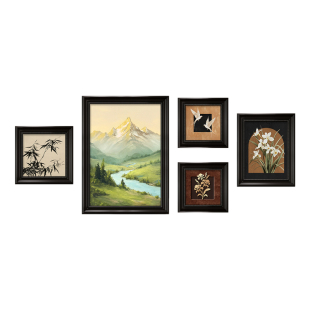沙发背景墙挂画日照金山中古风客厅装饰画法式餐厅艺术油画高级感